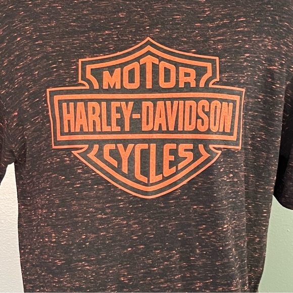 Harley Davidson Motorcycle HD Marbled Black and Orange Lightweight Shirt XL - Picture 2 of 10